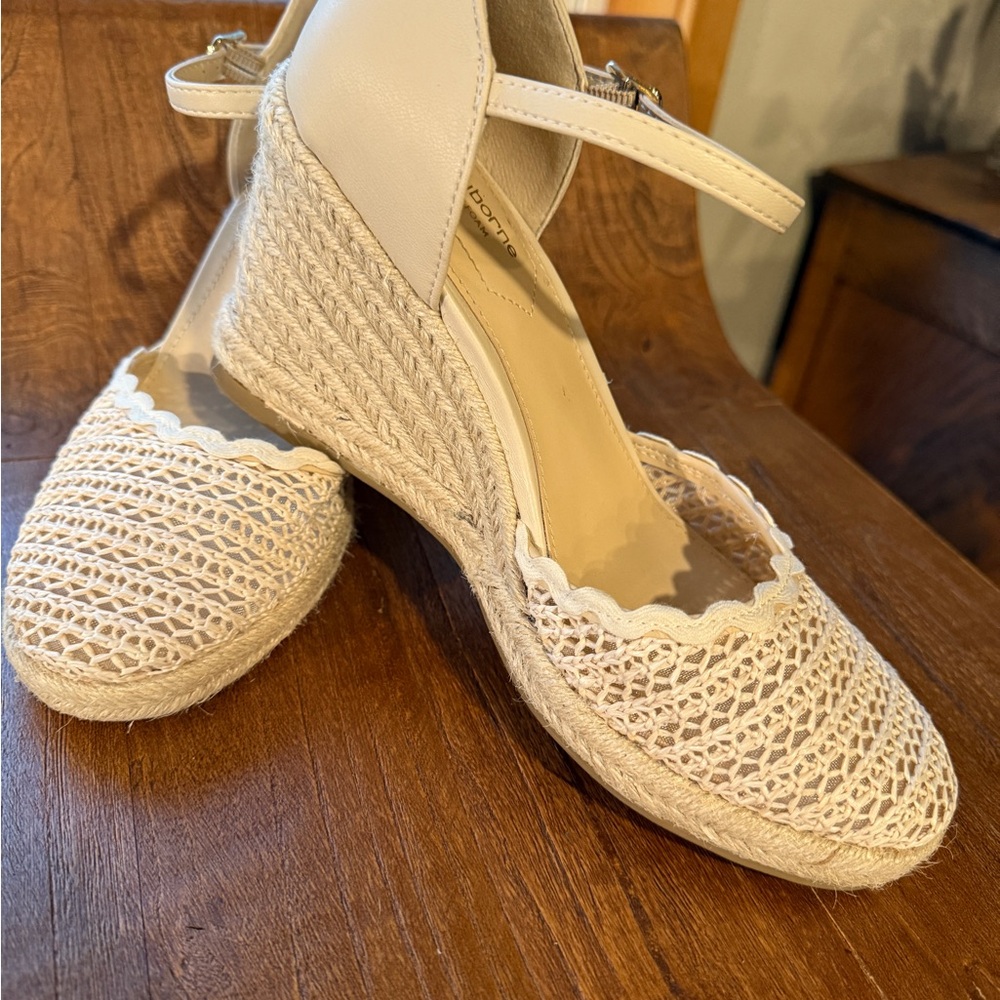 Liz Claiborne Marian wedge Cream Woven Espadrilles - Picture 2 of 7